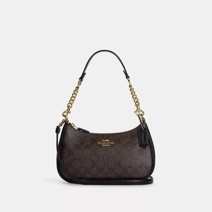 Coach Brown and Gold Shoulder Bag with Luxurious Accents